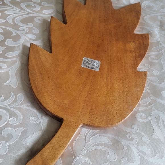 Vintage Handmade Carved Wood Serving Tray - Picture 2 of 9